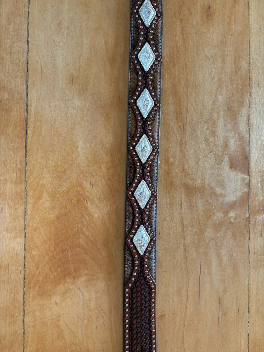 Brown Western Leather Belt with Silver Conchos (NWOT)